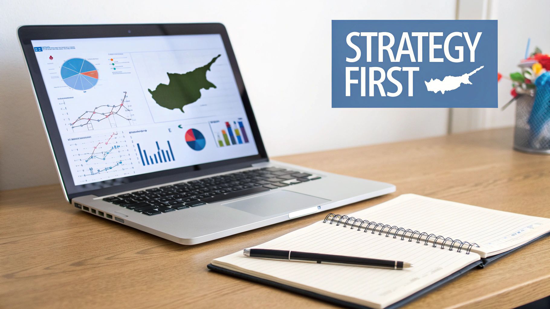 A modern architectural building with clean lines and large windows, reflecting the sky.